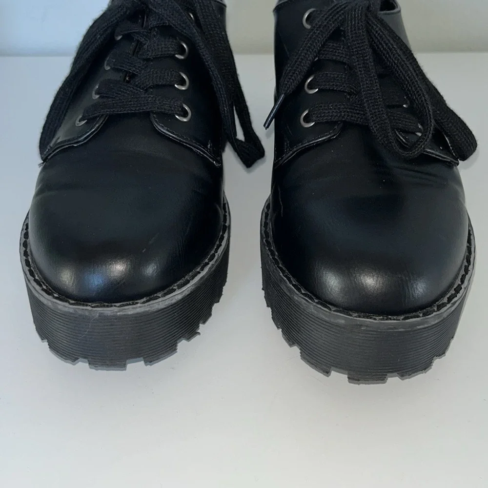 Dirty Laundry Women's Black Chunky Heeled Platform Oxford Shoes Sz‎ 7 Lace Up